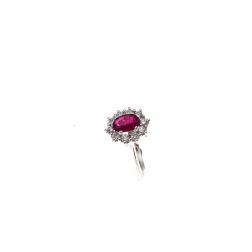Kate ring with 7x5mm Ruby and 10 Diamonds