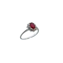 Kate ring with 7x5mm Ruby and 10 Diamonds