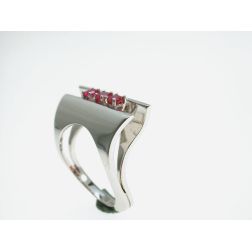 Trilogy Sculpture Ring with Rubies