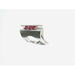 Trilogy Sculpture Ring with Rubies