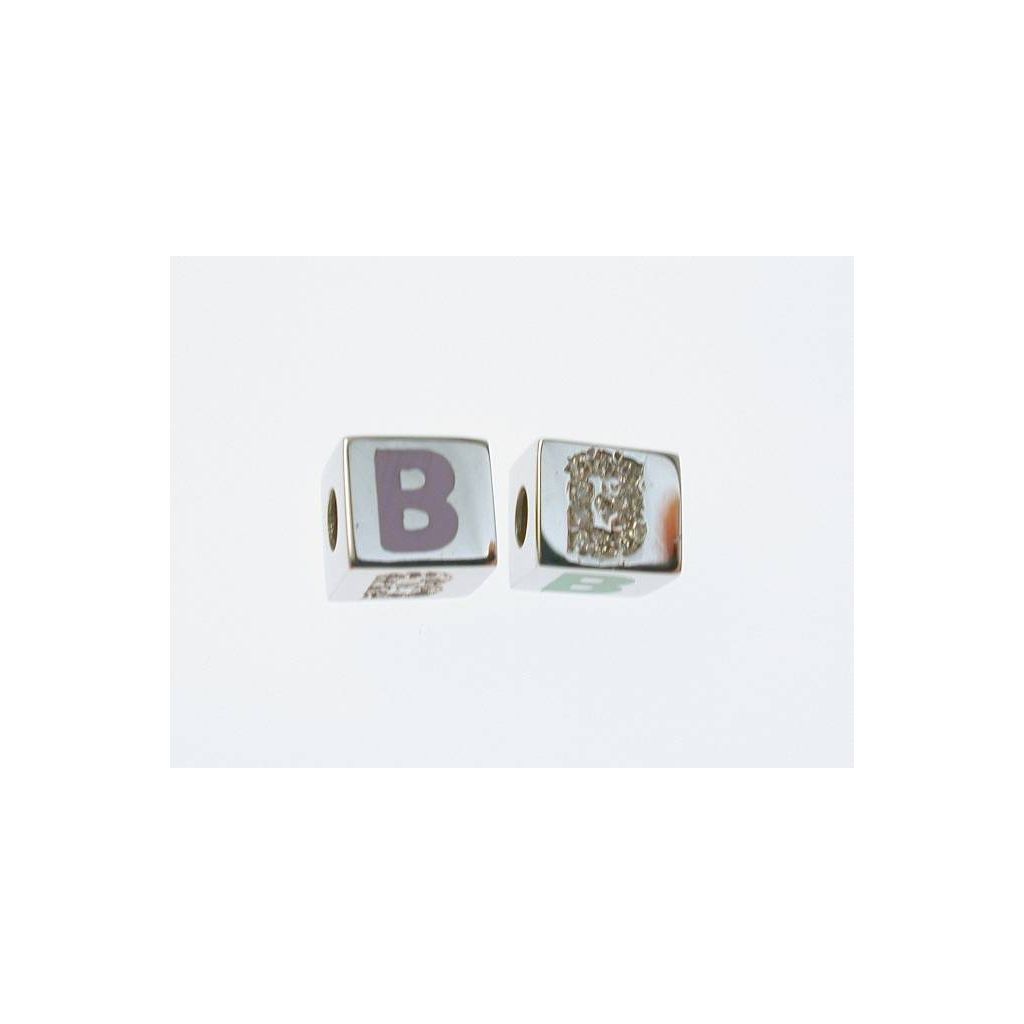 Square Enameled Initial white gold and diamonds
