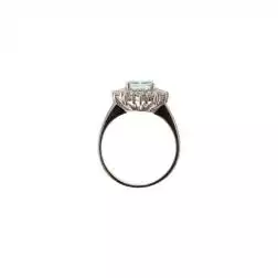 Anello Kate Oro Bianco con Acquamarina 9x7mm e 12 Diamanti