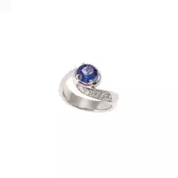 Solitario Contrariè con Tanzanite 6.50mm e 26 Diamanti