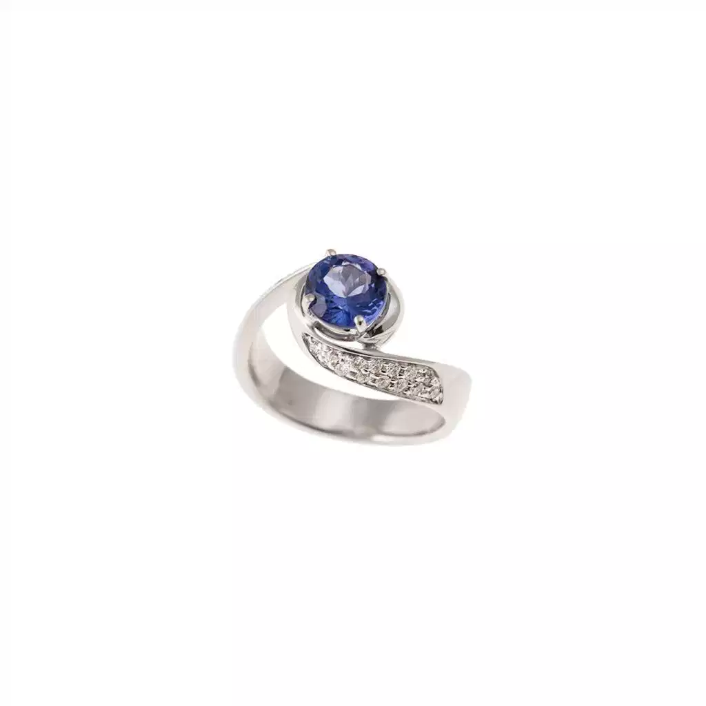 Solitario Contrariè con Tanzanite 6.50mm e 26 Diamanti