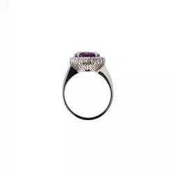 Anello Kate Oro Bianco con Ametista 12x10mm e 24 Diamanti