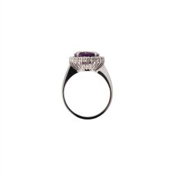 Kate White Gold Ring with Amethyst 12x10mm and 24 Diamonds