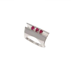 Trilogy Sculpture Ring with Rubies