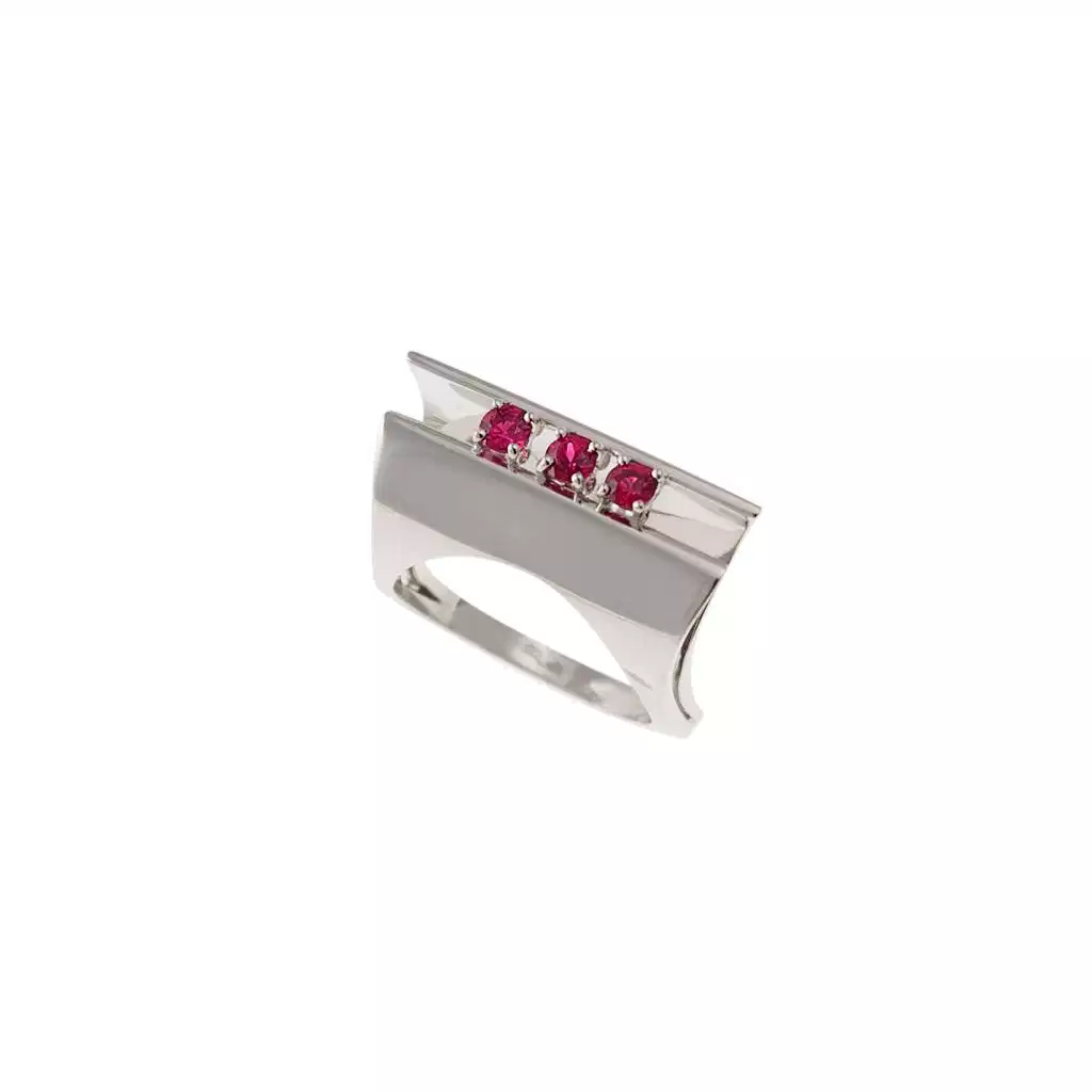 Trilogy Sculpture Ring with Rubies