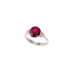 Solitaire Ring with 9x8 Ruby and 6 Diamonds