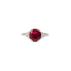 Solitaire Ring with 9x8 Ruby and 6 Diamonds