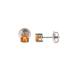 Solitaire earrings with 5mm Citrine Topaz with 3 circles