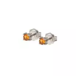 Solitaire earrings with 3.50mm Citrine Topaz with 3 circles