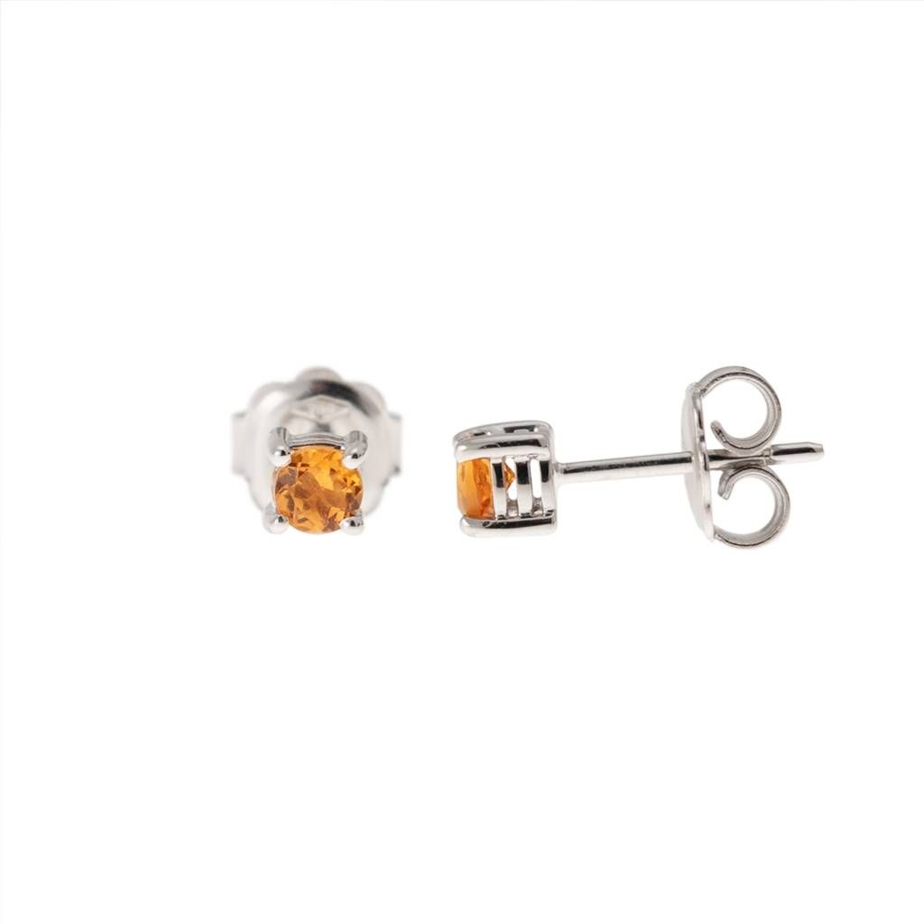 Orecchini Solitari con Topazio Citrino 3.5mm a 3 cerchi