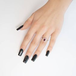 Kate ring with 7x5mm Ruby and 10 Diamonds Photo of worn