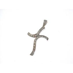 Wavy Cross Pendant 25 Diamonds