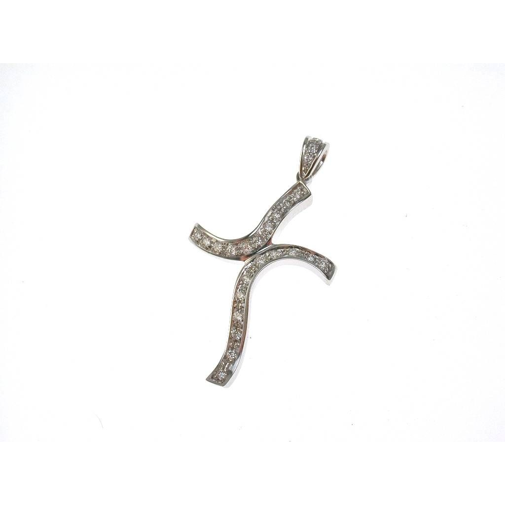 Wavy Cross Pendant 25 Diamonds
