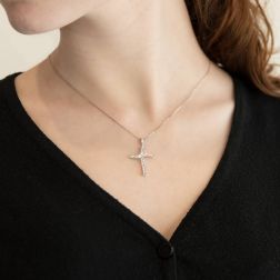 Wavy Cross Pendant 25 Diamonds photo of worn