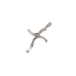 Wavy Cross Pendant 13 Diamonds on half