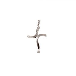 Ciondolo Croce Wavy 13 Diamanti su metà