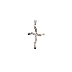 Ciondolo Croce Wavy 13 Diamanti su metà