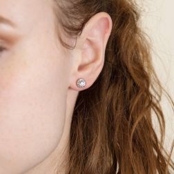 Light Point Earrings with 0.50ct Contoured Diamonds photo worn