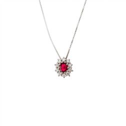 Collana Kate con Rubino 5x4mm e 10 Diamanti