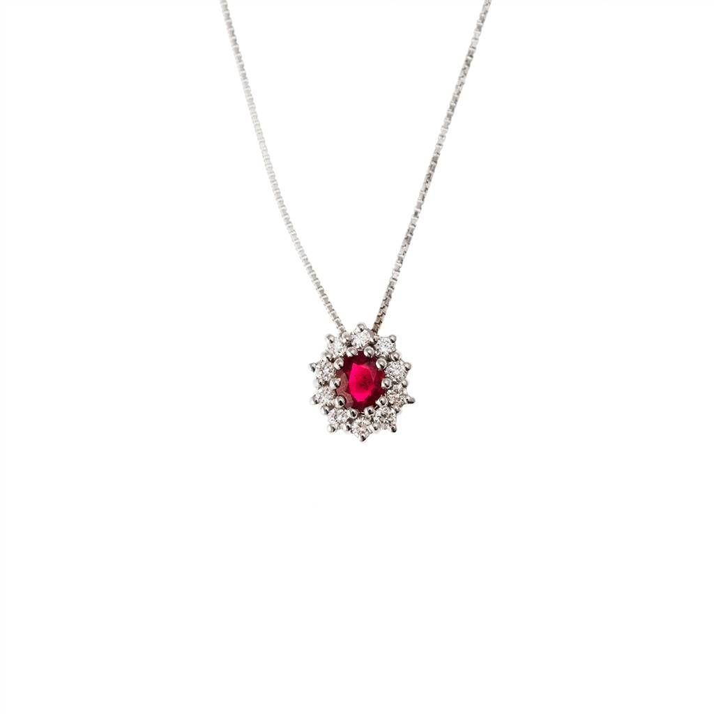 Kate Ruby Necklace 5x4mm and 10 Diamonds
