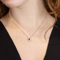 Kate Ruby Necklace 5x4mm and 10 Diamonds photo of worn