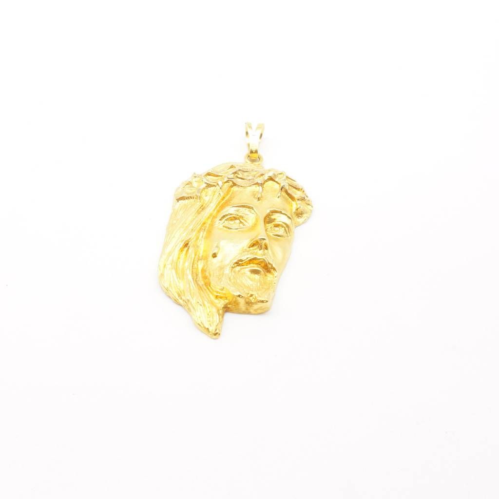 Jesus head pendant large yellow gold