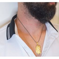 Jesus head pendant large yellow gold