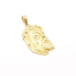 Head of Christ medal yellow gold and diamonds