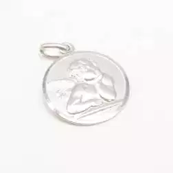 White gold angel medal