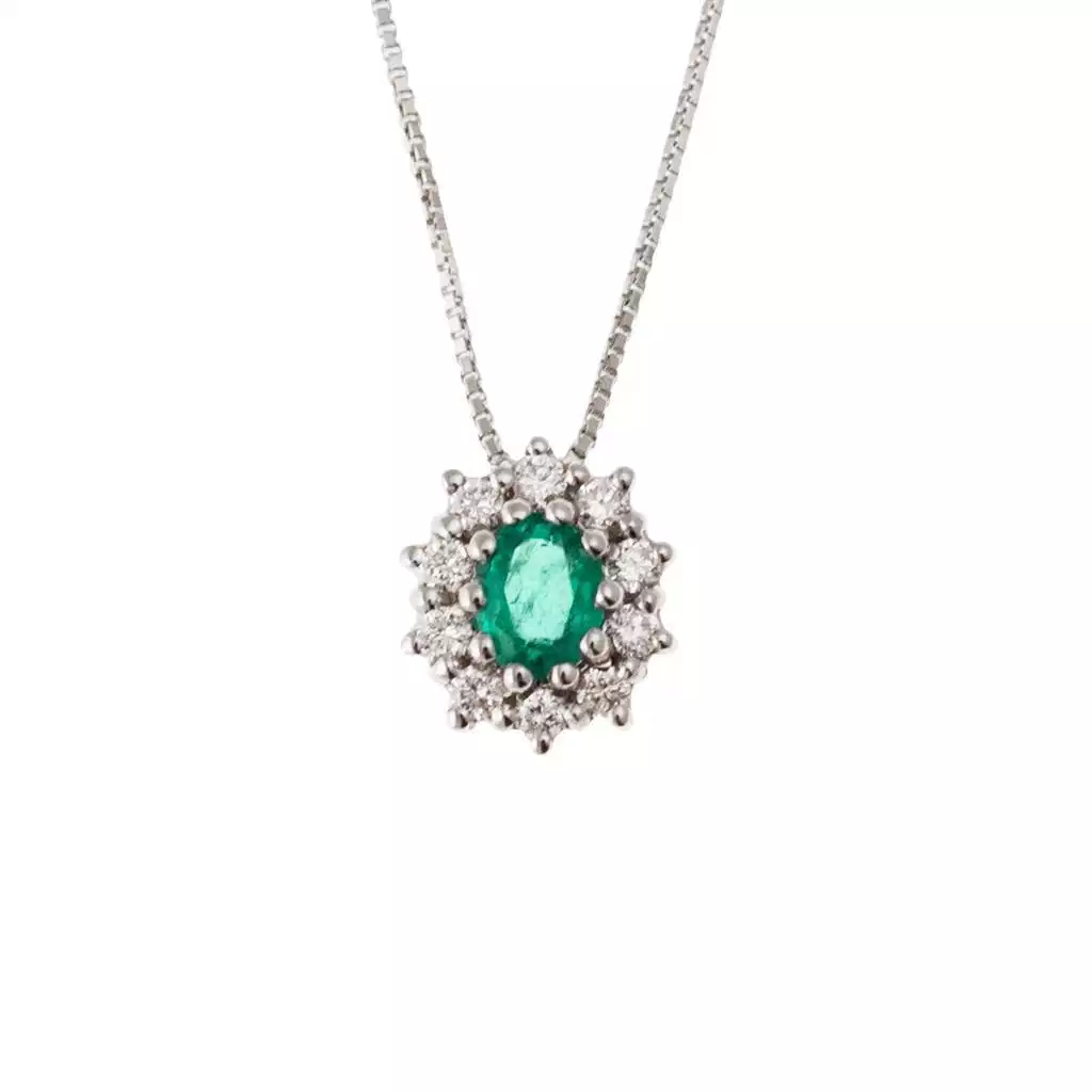 Collana Girocollo Kate con Smeraldo 5x4mm e Diamanti