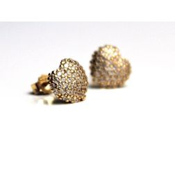 Orecchini Cuori oro giallo con pavè zirconi