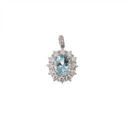 Ciondolo Kate con Acquamarina 9x7mm e Diamanti