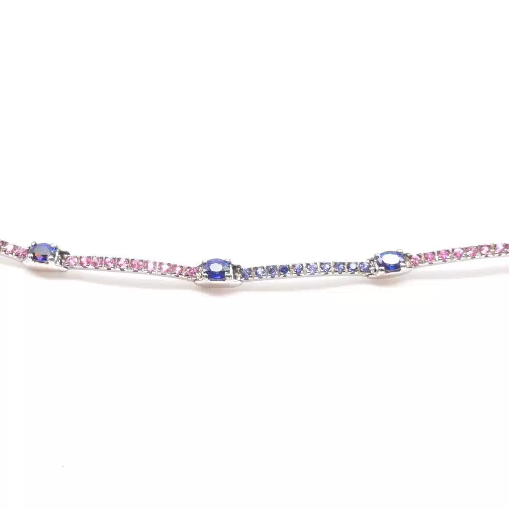 Blue and Pink Sapphire Tennis Bracelet