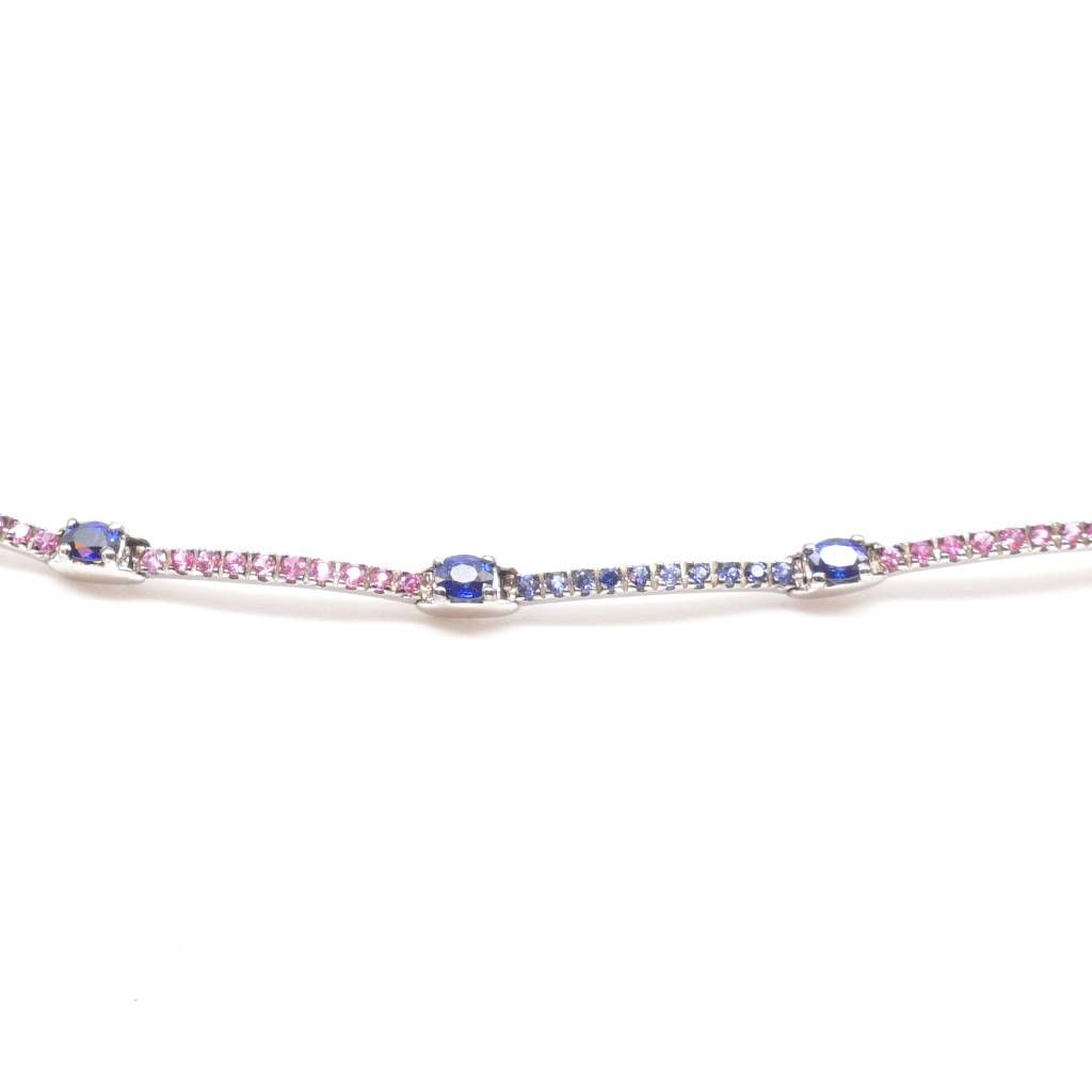 Bracciale Tennis Zaffiri Blu e Rosa