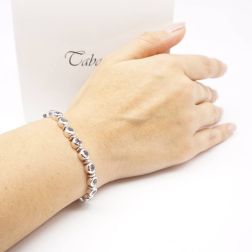 Bracciale Tennis tondo Acquamarina indossato