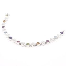 Tennis Bracelet Multicolor Gems and Diamonds