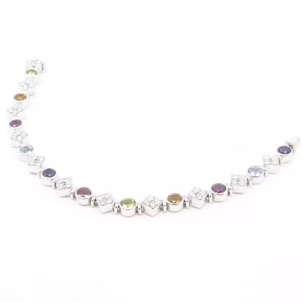 Bracciale Tennis gemme multicolor e diamanti