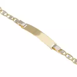 Bracciale con Targa Grumetta e Traversino Oro Giallo e Bianco