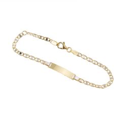 Baby Tag Bracelet with "Traversino" chain Yellow and White Gold