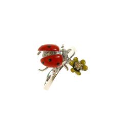 Anello Coccinella fiore Giallo