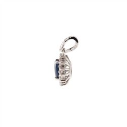 Ciondolo Kate Zaffiro Blu 6x4mm e 14 Diamanti