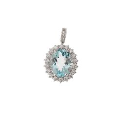 Ciondolo Kate con Acquamarina 10x9mm e Diamanti