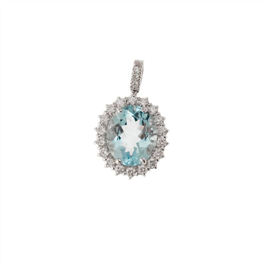 Kate Pendant with 10x9mm Aquamarine and Diamonds