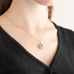 Kate Pendant with 10x9mm Aquamarine and Diamonds photo worn