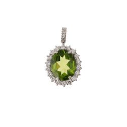 Kate Pendant with 11x9mm Peridot and Diamonds