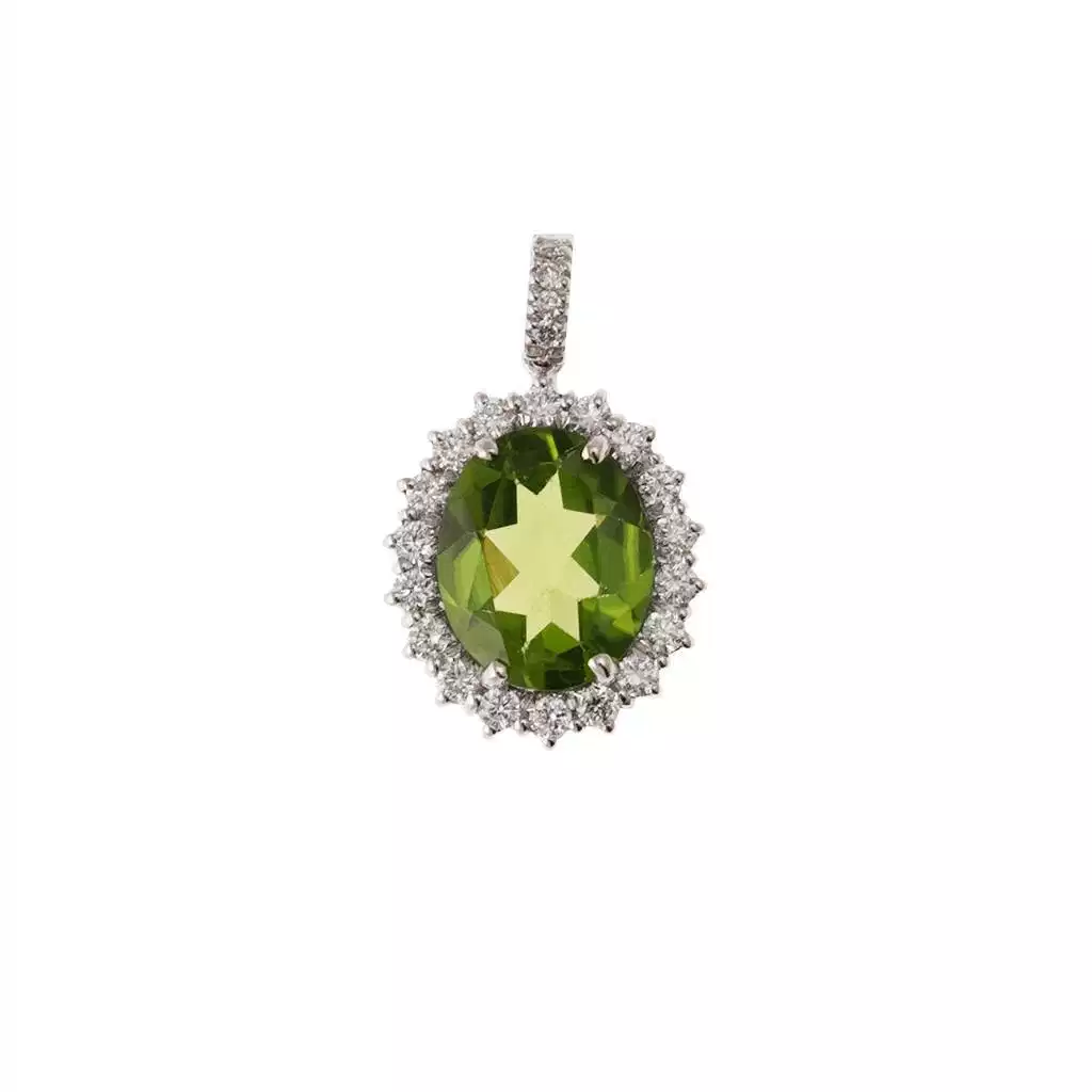 Kate Pendant with 11x9mm Peridot and Diamonds