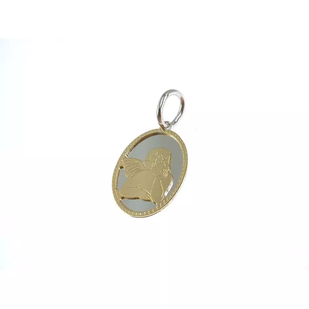 Medaglia Ovale Angioletto pensatore Bicolore